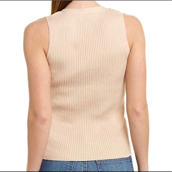 BCBGMaxazria Sesame Ribbed Knit V Neck Tank Top - Picture 3 of 6